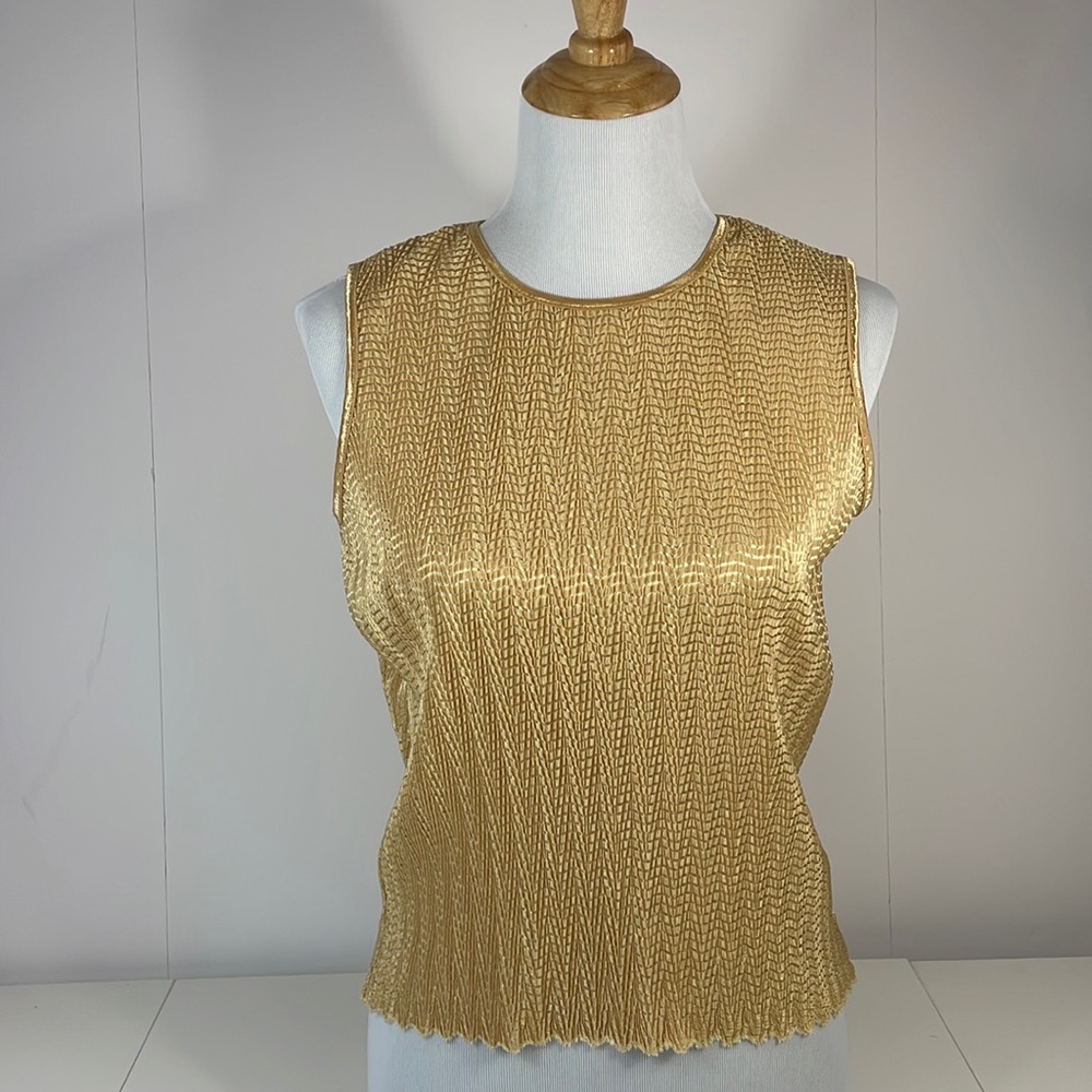 Cazza Petite pleated golden Sleeveless top, Size P